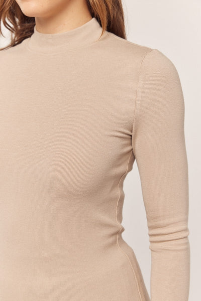 Ribbed Knit Mock Neck Top