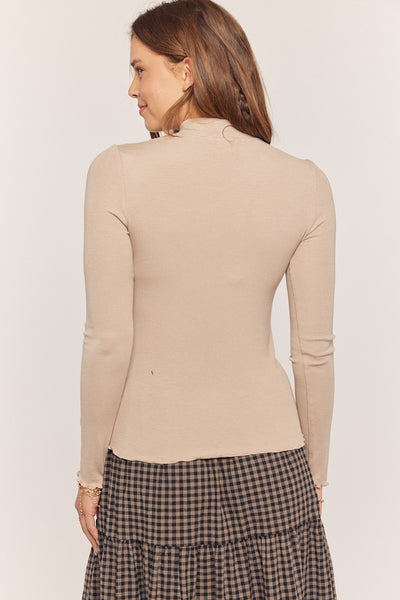 Ribbed Knit Mock Neck Top