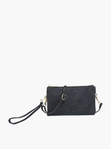 Riley Suede Crossbody in Black