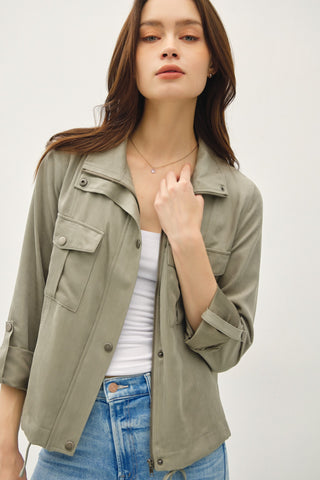 Cropped Utility Zipper Safari Jacket - Lulu Bella Boutique