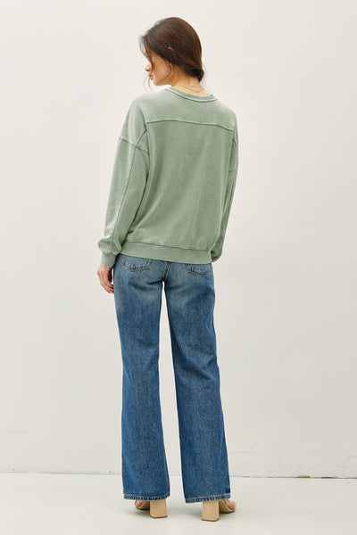Slight Cropped Pullover Sweatshirt - Lulu Bella Boutique