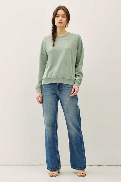 Slight Cropped Pullover Sweatshirt - Lulu Bella Boutique