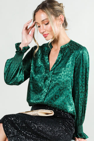 Animal Jacquard Satin Blouse