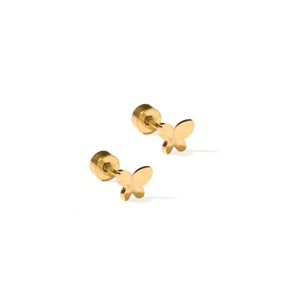 Screwback Stud Earrings - Billie Butterfly Gold - Lulu Bella Boutique