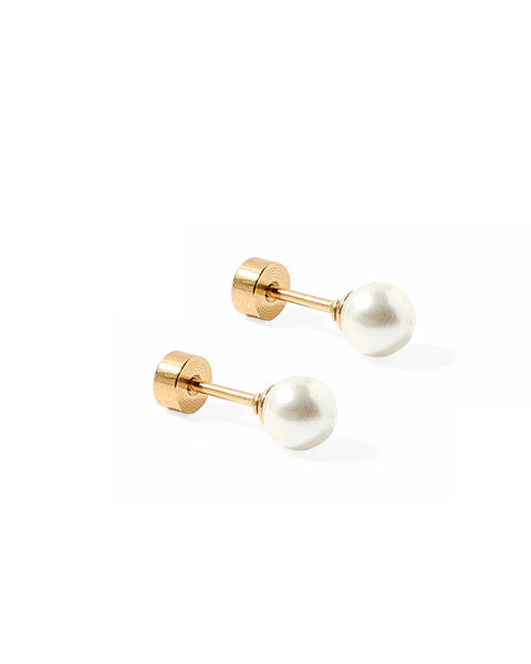Screwback Stud Earrings - Payton Pearl White 5mm - Lulu Bella Boutique