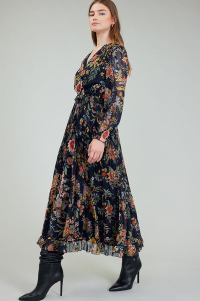 Floral Print Pleated Dress