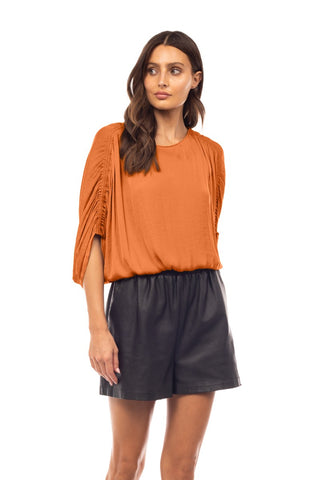 Shirred Bat Sleeve Blouse