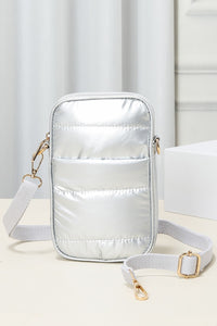 Puffer Rectangle Crossbody Bag in Silver