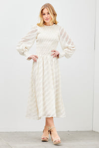 Smocked Bodice Maxi Dress in Cream