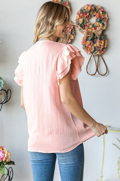 Smocked Ruffle Sleeve Top