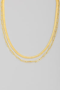 Snake And Oval Layered Chain Necklace