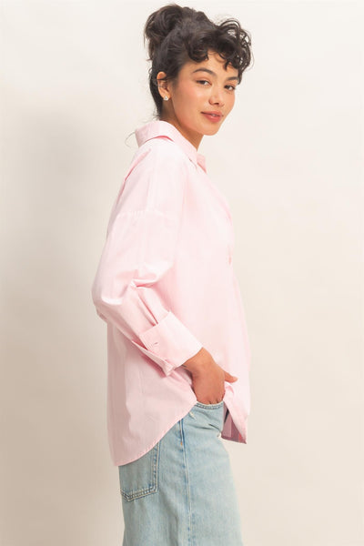 Button Up Poplin Shirt - Lulu Bella Boutique