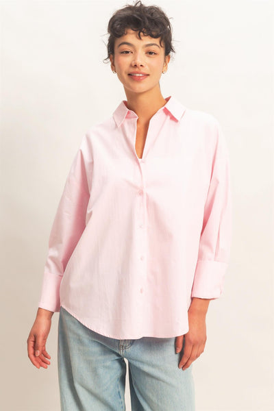 Button Up Poplin Shirt - Lulu Bella Boutique