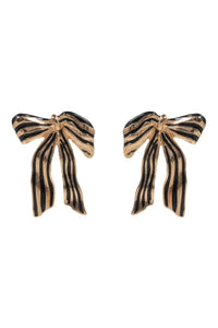 Striped Ribbon Bow Earrings