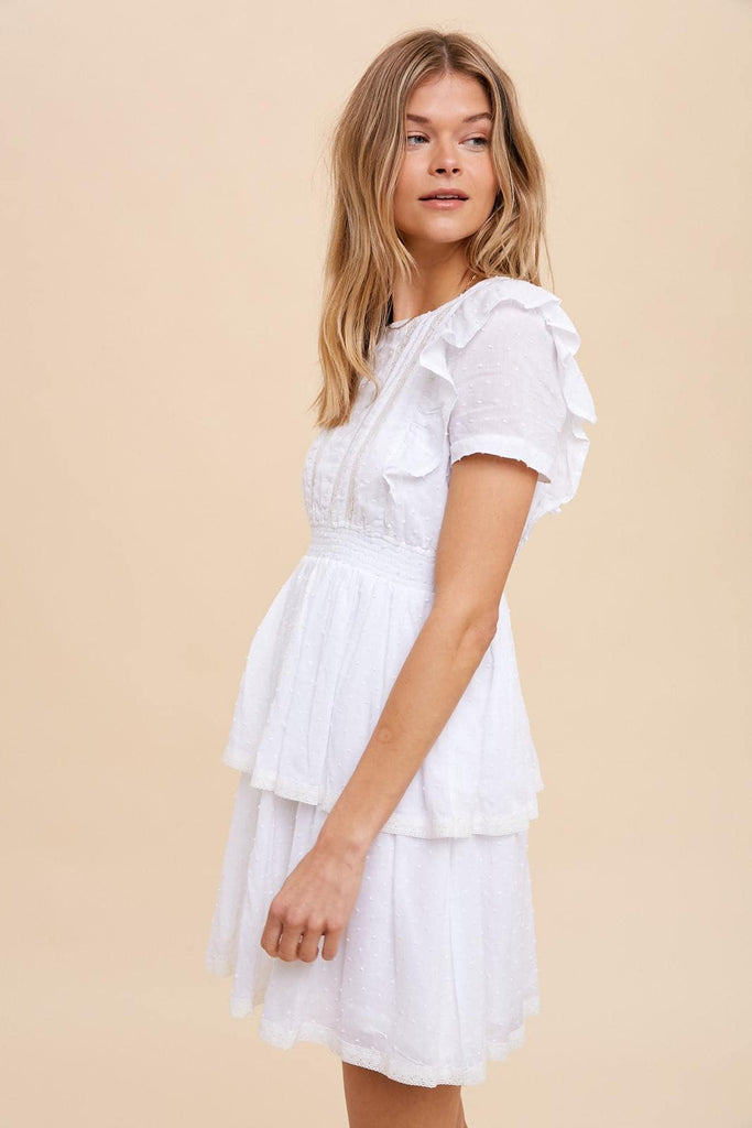 Tiered Swiss Dot Mini Dress Off White / Medium Tiered Swiss Dot Mini Dress Off White / Medium