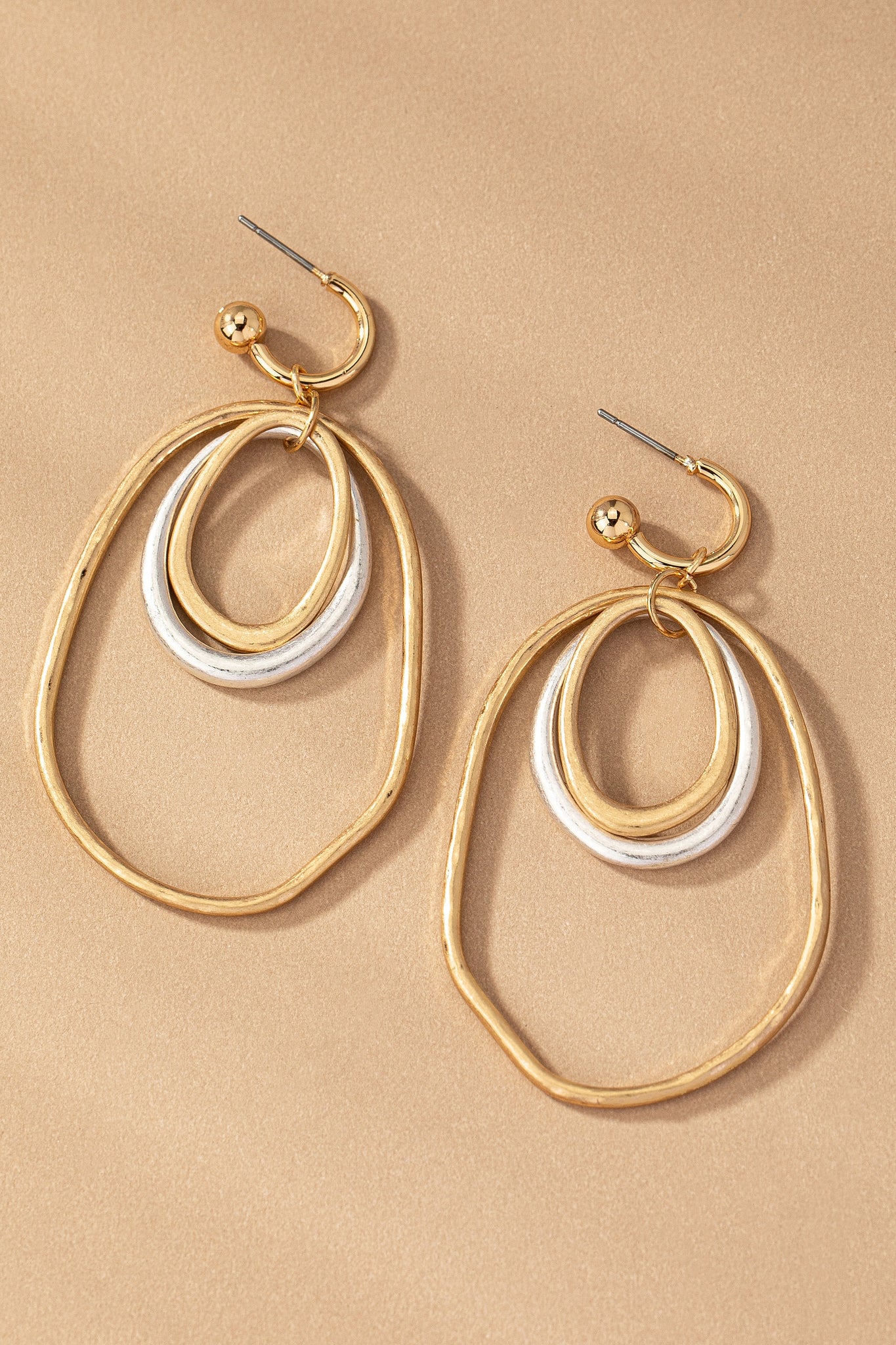 Triple Mixed Metal Hoop Earrings