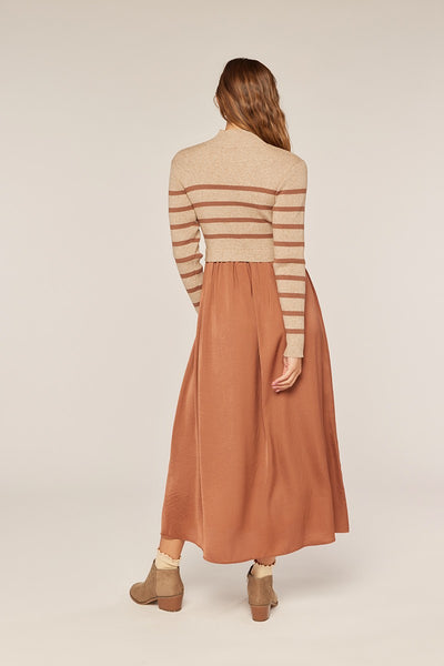 Satin Sweater Mixed Dress