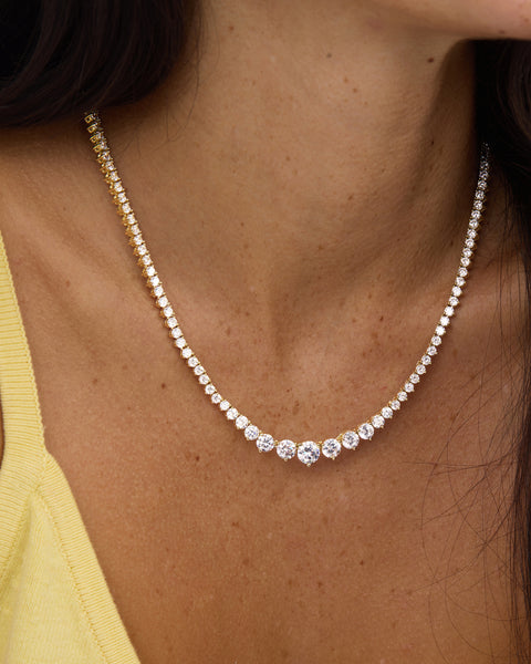 Not Your Basic Graduated Tennis Necklace 18' - Lulu Bella Boutique