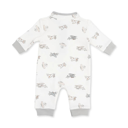 Vintage Airplane Pilots  Zip Neck Romper