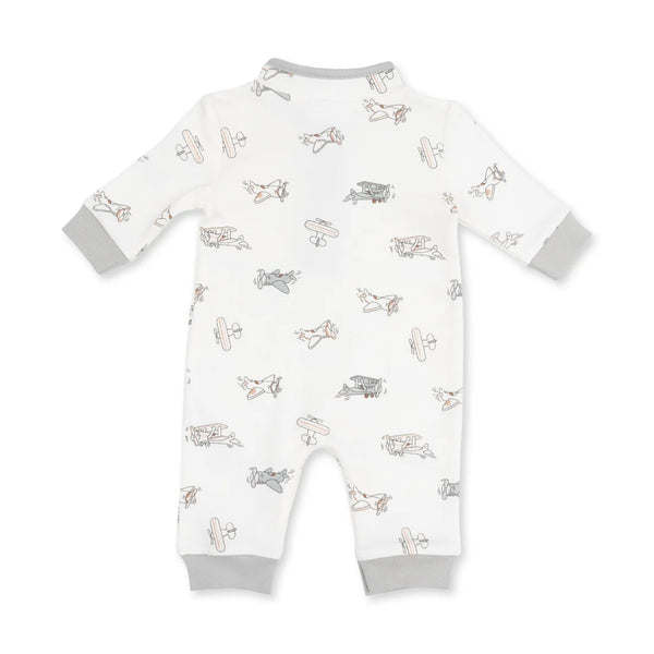 Vintage Airplane Pilots  Zip Neck Romper