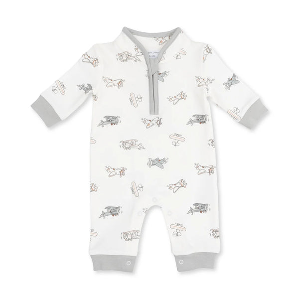 Vintage Airplane Pilots  Zip Neck Romper