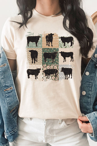 Vintage Quilted Cow Graphic Tee - Lulu Bella Boutique