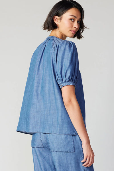 Chambray V-Neck Blouse