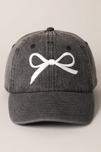 Trendy Bow Embroidered Denim Baseball Cap