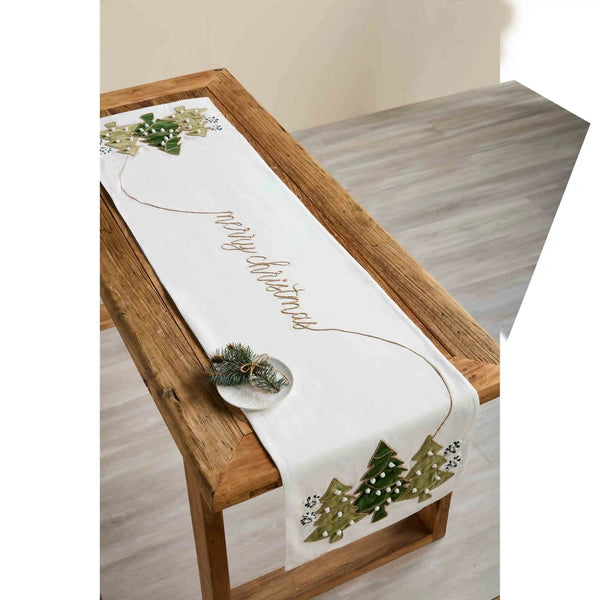 White Christmas Tree Table Runner