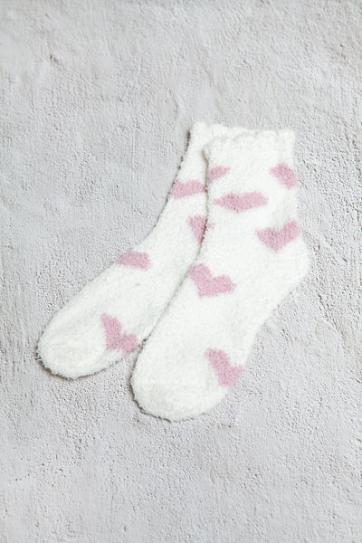 Fuzzy Heart Socks