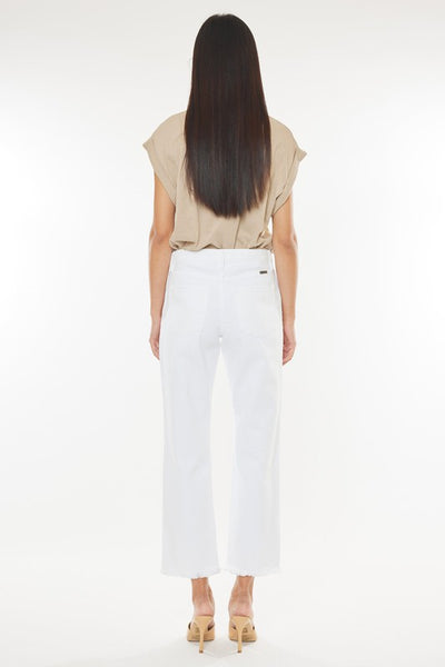High Rise White Straight Jeans