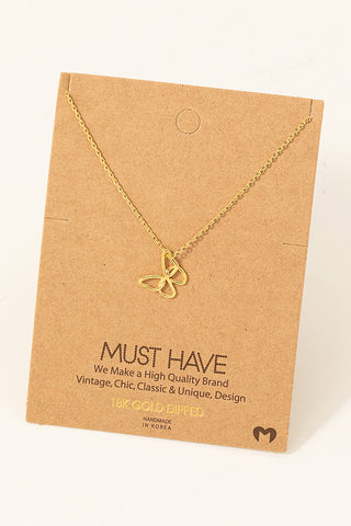 Gold Dipped Wire Butterfly Necklace