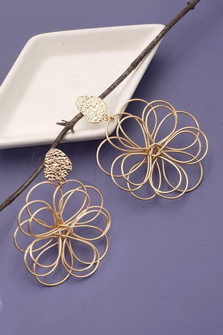 Wire Flower Hoop Earrings