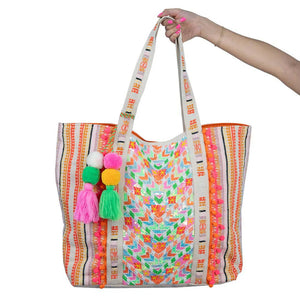 Multicolored Chevron Arrows Sequined Big Tote Bag