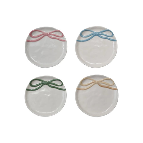 Round Stoneware Dish with Bow - Lulu Bella Boutique