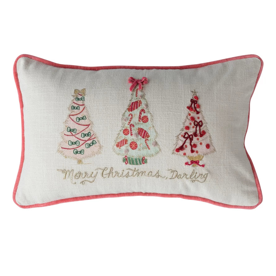Lumbar Pillow with Christmas Trees - Lulu Bella Boutique
