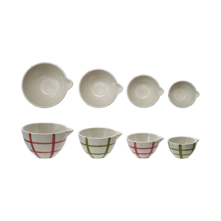 Hand-Painted Stoneware Prep Bowls with Grid Pattern, Set of 4 - Lulu Bella Boutique