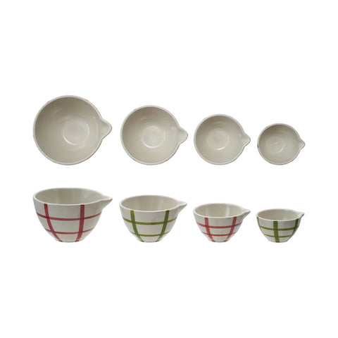 Hand-Painted Stoneware Prep Bowls with Grid Pattern, Set of 4 - Lulu Bella Boutique