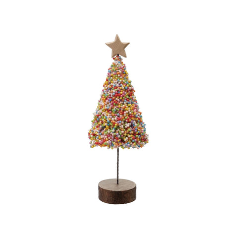 Foam Microbeads & Resin Christmas Tree with Wood Slice Base & Star - Lulu Bella Boutique