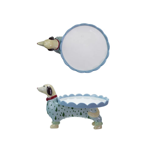 Stoneware Cake Stand W/ Dog - Lulu Bella Boutique