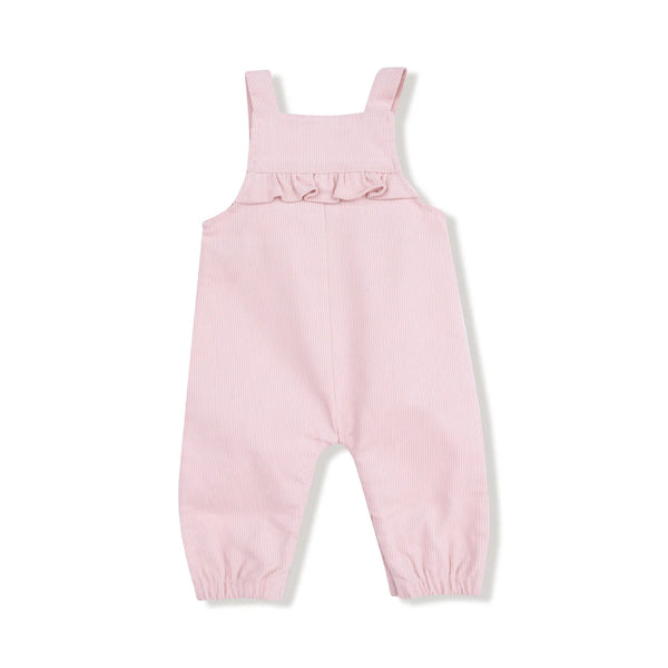 Veiled Pink Corduroy Yoke Ruffle Overall