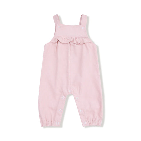 Veiled Pink Corduroy Yoke Ruffle Overall