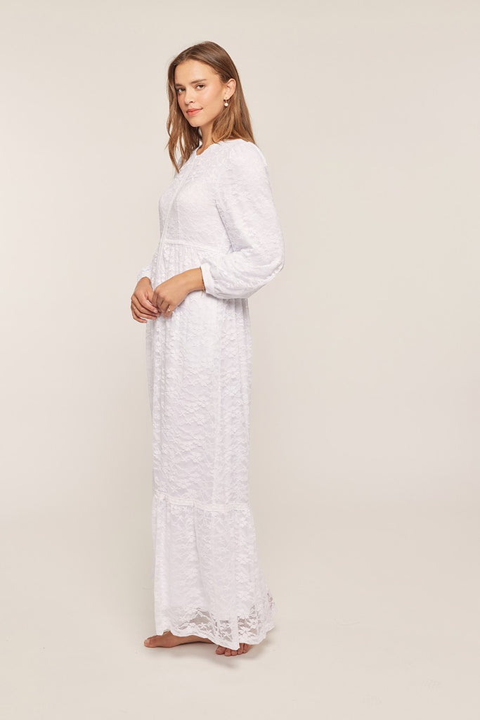 Front Zip Up Lace White Dress White / 3X Front Zip Up Lace White Dress White / 3X