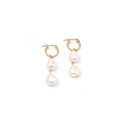 May Martin - Gold Filled Double Pearl Hoops