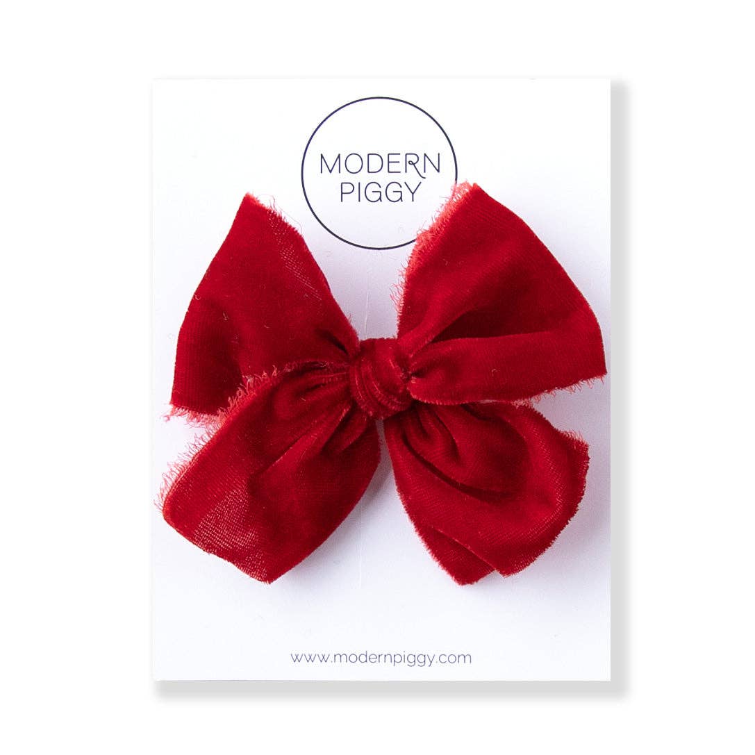 Crimson | Velvet Ribbon Bow: Nylon Headband