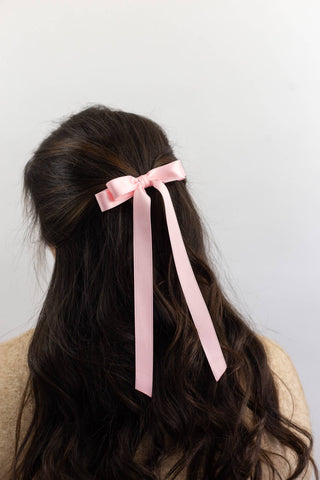 VDAY24:Grace & Grandeur Micro Alice Matte Satin Bow Barrette: Soft Pink