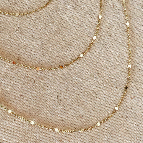 GoldFi - 18k Gold Filled 1mm Curb Chain With Pressed Details - Lulu Bella Boutique