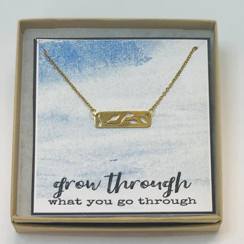 Little Happies Co - Grow through what you go through jewelry, Encouraging necklace, Friend encouragement gift, Inspirational gift, Friend gift, Dainty jewelry - Lulu Bella Boutique