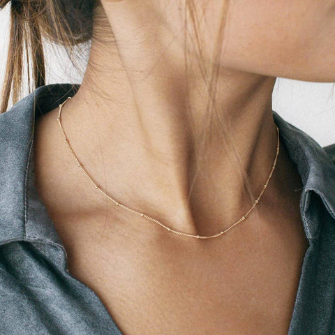 Space 46 Wholesale - 18K Gold Plated Dainty Bead Necklace - Lulu Bella Boutique