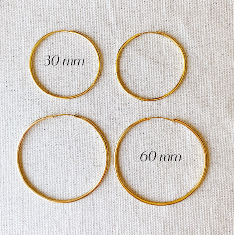 GoldFi - 18k Gold Filled Hollowed Endless Continuous Hoop Earrings 40mm, 50mm And Width Of 1.3mm Very Light Components Wholesale And Jewelry Supplies Making - Lulu Bella Boutique